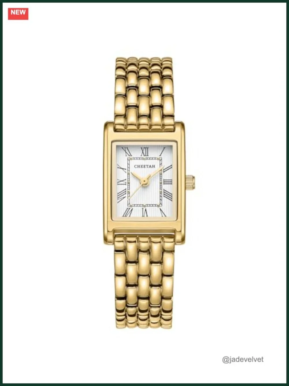 CHEETAH Women's Stainless Steel Rectangular Roman Numeral Watch Vintage